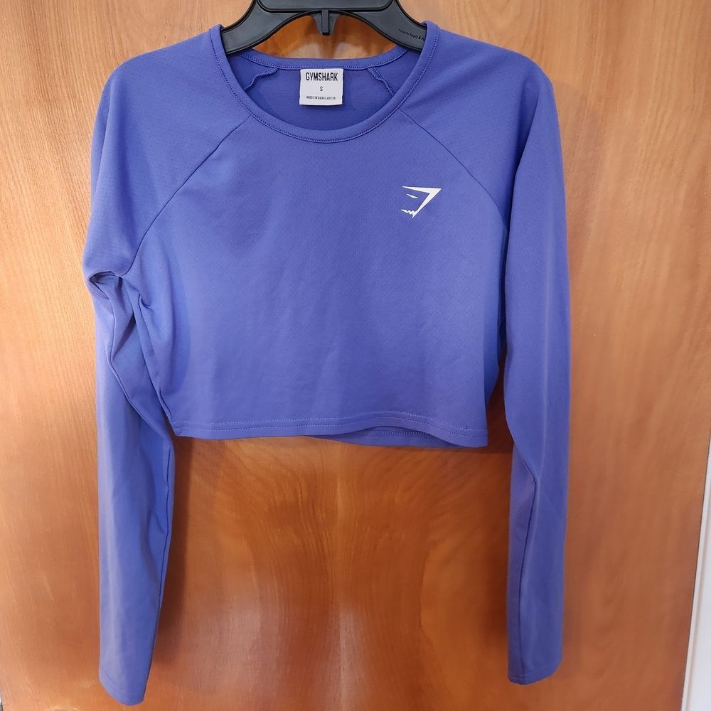 Gymshark Women's Blue Long Sleeve Crop Top